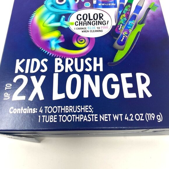 Crest + Oral-B Kids Chameleon Holiday Pack 4-Toothbrushes 1-Tube Toothpaste - Picture 3 of 6